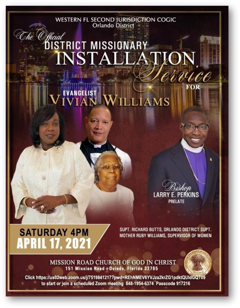 District Missionary Installation Service for Evangelist Vivian Williams